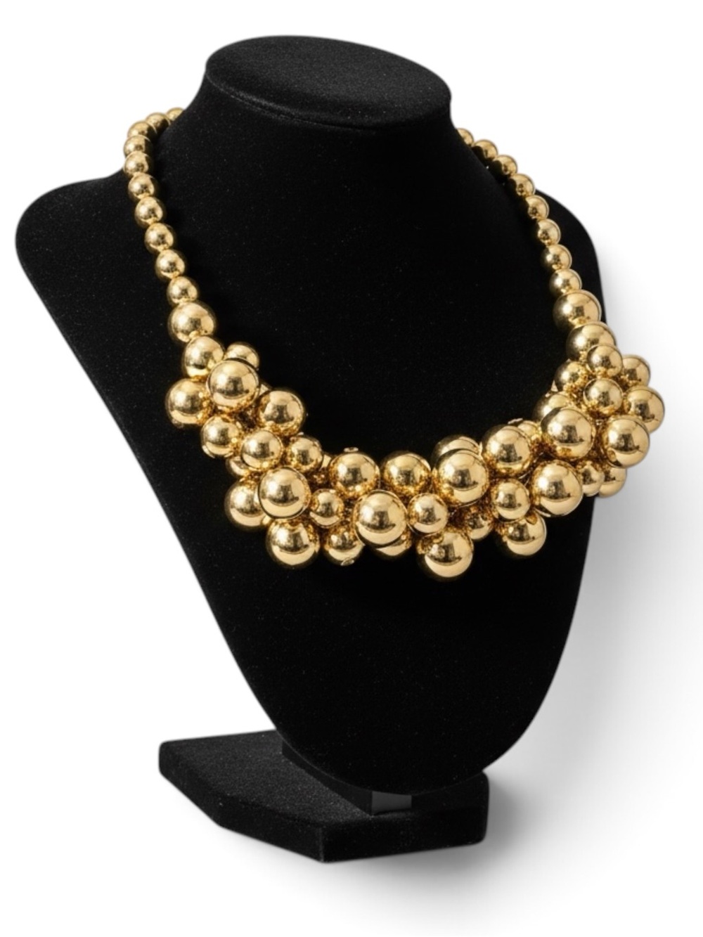 Natasha Couture Gold Cluster Bead Necklace